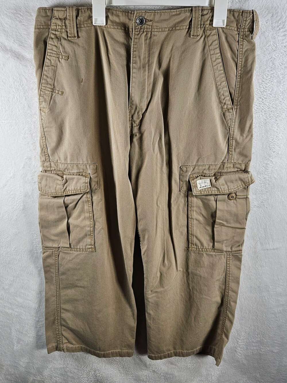 Levi's Cargo Loose Straight Pants 100% Cotton Khaki Tan Mens Size 38 *Fits 38x28